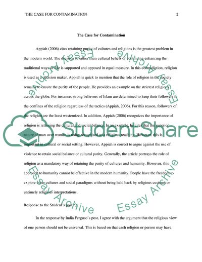 Contamination and the Role of Religion