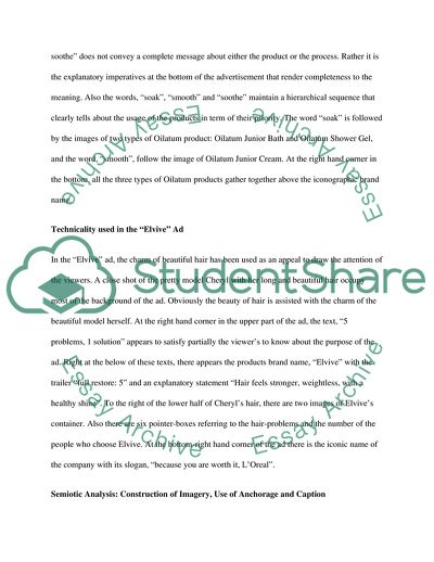 Semiotic Analysis and Comparison of the Oilatum and Elvive Ads