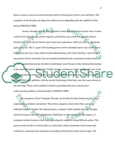 Post Traumatic Stress Disorder and Anxiety