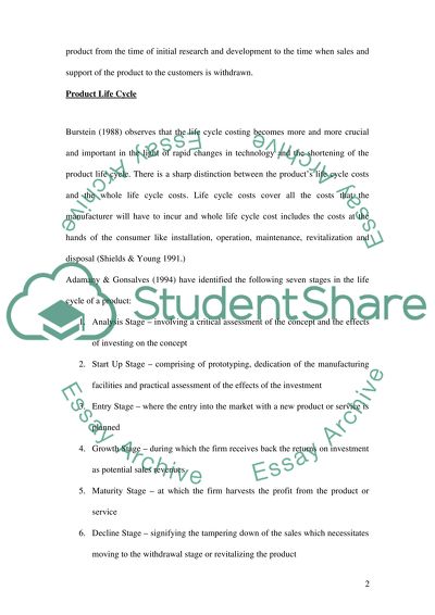 Product Life-Cycle Costing