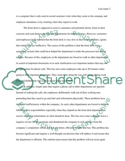 Efficiency Improvement at the Front-Desk Department