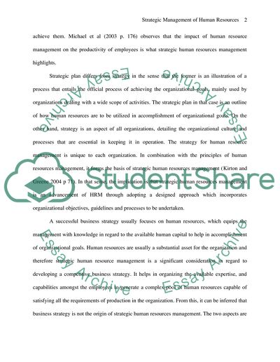 Analysis of Strategic Human Resources Management