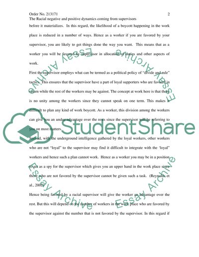 The Racial negative and positive dynamics coming from supervisors