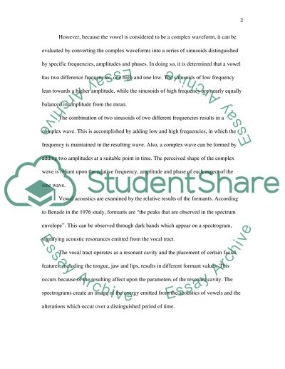 Vowel Acoustics - Result of Sinusoids