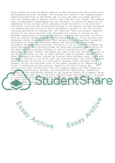 Strategic Pricing for Wal-Mart, Target, and Amazon