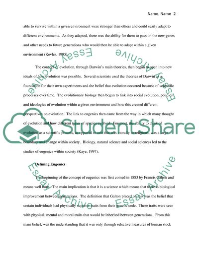 The Theories of Charles Darwin, the Concept of Eugenics
