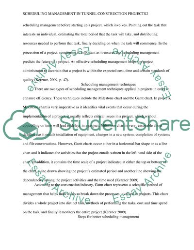 Scheduling Management in Tunnel Construction Projects