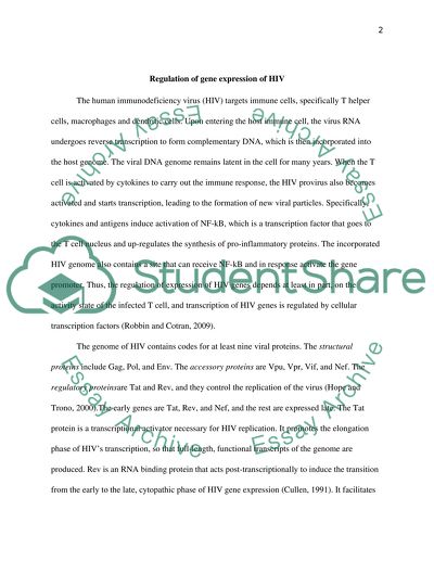 The Regulation of Gene Expression in HIV and the Life Cycle