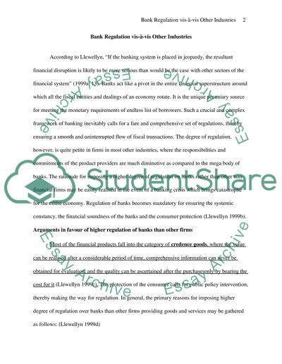 Bank Regulation vis--vis Other Industries