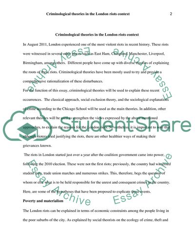 Criminological Theories in the London Riots Context