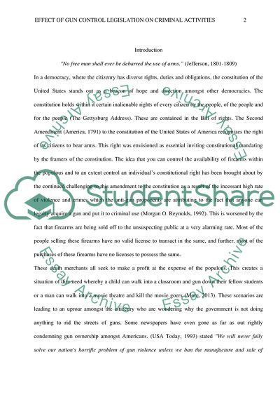 Effect of Gun Control Legislation on Criminal Activities