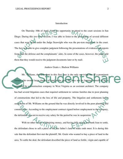 Legal proceedings Report