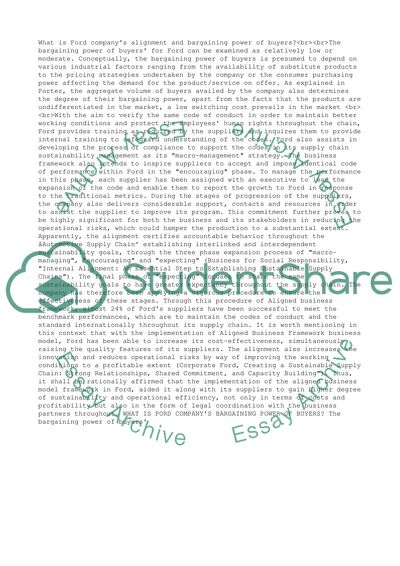 What is Ford companys alignment and bargaining power of buyers