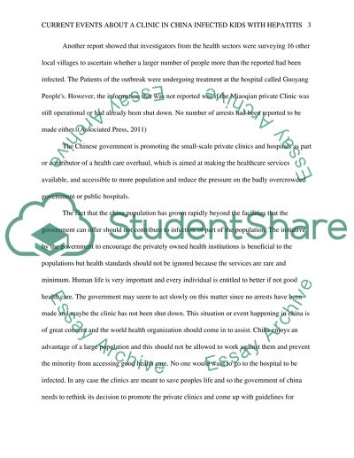 Current events about a clinic in China infected kids with Hepatitis