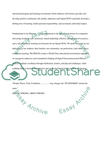 The Signal Regimental Noncommissioned Officer Academys Mission