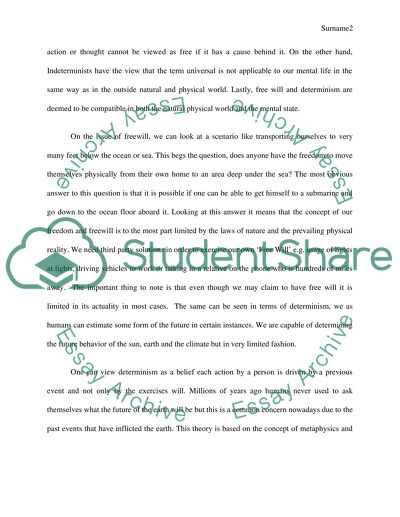 Argue one side of free will from a philosophical view