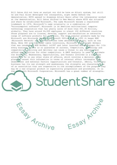 Evaluation of the Strategy of Microsoft