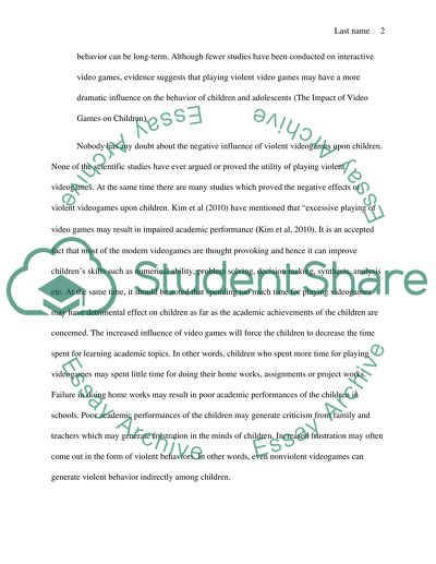 Does Violent Video Gaming Have an Effect on Children