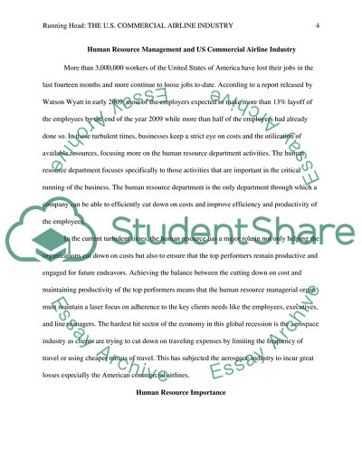 HRM and US Commercial Airline Industry