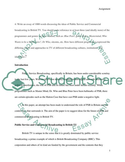 Public Service and Commercial Broadcasting in British TV