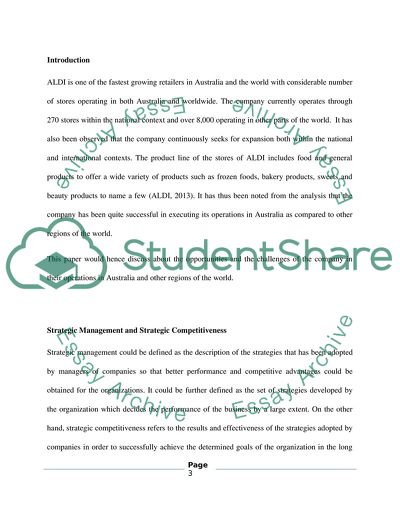 The Opportunities and the Challenges of the ALDI Company