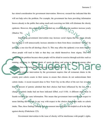 Government Intervention on Obesity