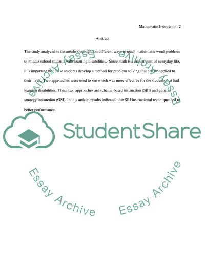 Effects of Different Mathematic Instructional Techniques for Learning Disabled Students