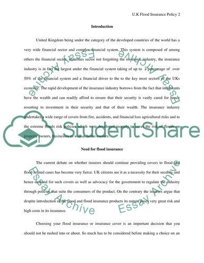 Flood Insurance Policy in the United Kingdom