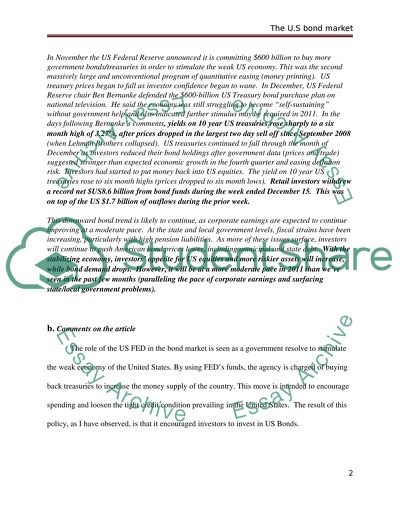 The US government role in the bond market in 2011