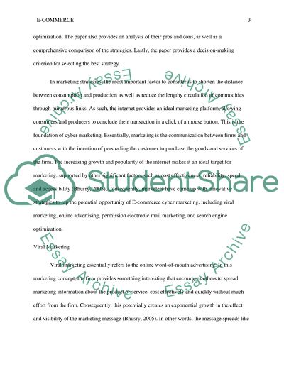 E-Commerce Cyber Marketing Strategies