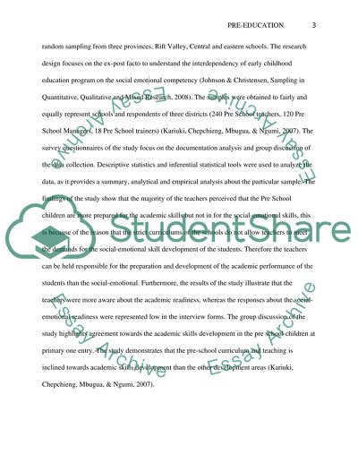 Does Pre-education Develops Students Developing Performance In Their Next Study