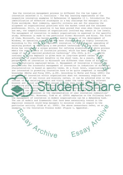 Management of Innovation Audit in Microsoft and Alcoa