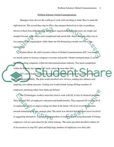 Problem Solution Global Communications