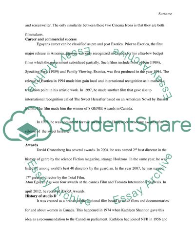 The Contrast of Two Canadian Filmmakers