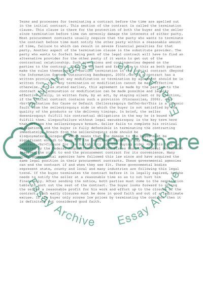 Termination of Contractual Relationships