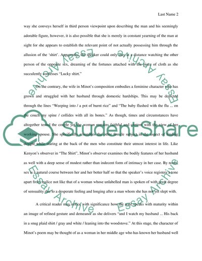 The Shirt by Jane Kenyon and My Husbands Back by Susan Minot