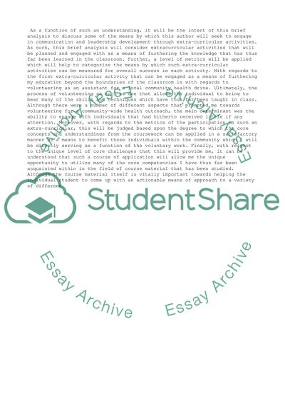 Framework for extra-curricular involvement