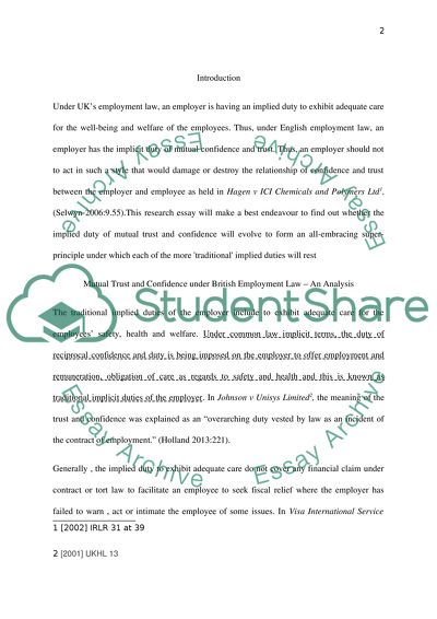 Implied Duty of Mutual Confidence as All-Embracing Super-Principle