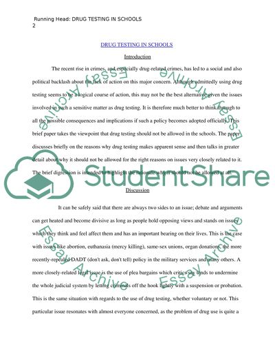 Why drug testing should not be allowed in schools