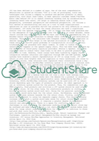 JIT and Min/Max Inventory