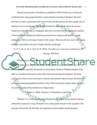 Outline for research paper on natural disasters in Thailand