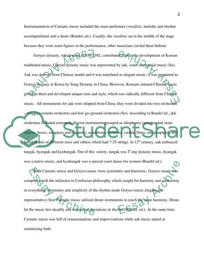 Compare and Contrast the traditional music of India with the traditional music of Korea