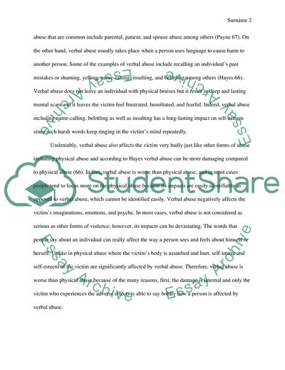 Physical Abuse versusVerbal Abuse