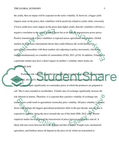Volatility of Agricultural Commodity Prices