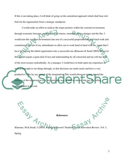 Turning Around A Failing Organization