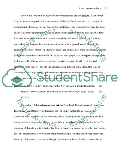 Fast Food and Obesity