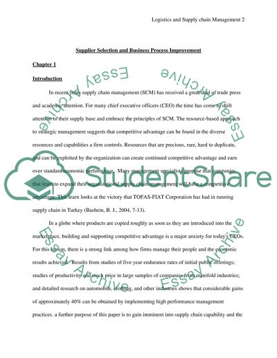 Supplier Selection and Business Process Improvement
