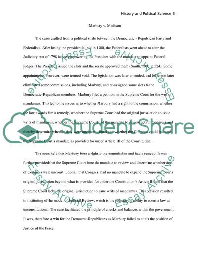 Marbury v Madison - Republican Party and Federalists
