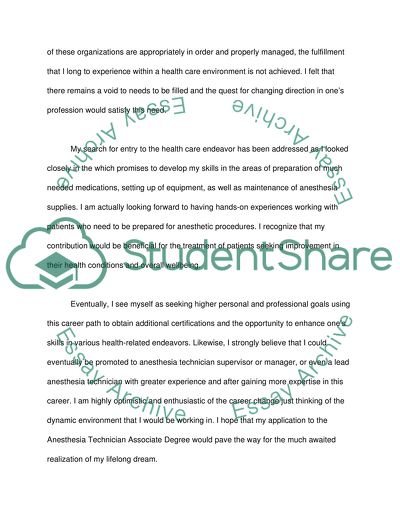 Why did i choose to study anesthesia technician