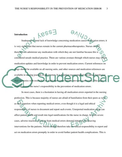 The nurses responsibility in the prevention of medication errors